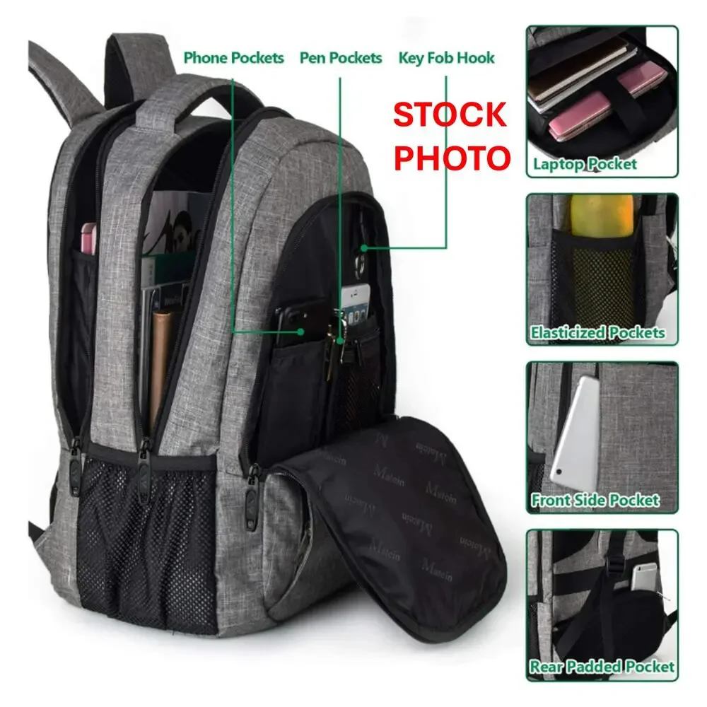MATEIN Grey Laptop Backpack 15.6” USB Charging Anti-theft Water-Resistant Travel - Picture 16 of 16